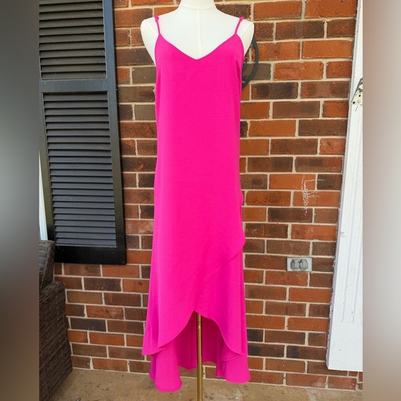 Dresses & Skirts - Bright Pink V-Neck Slip Dress High Low Hem Women’s Size Extra Small